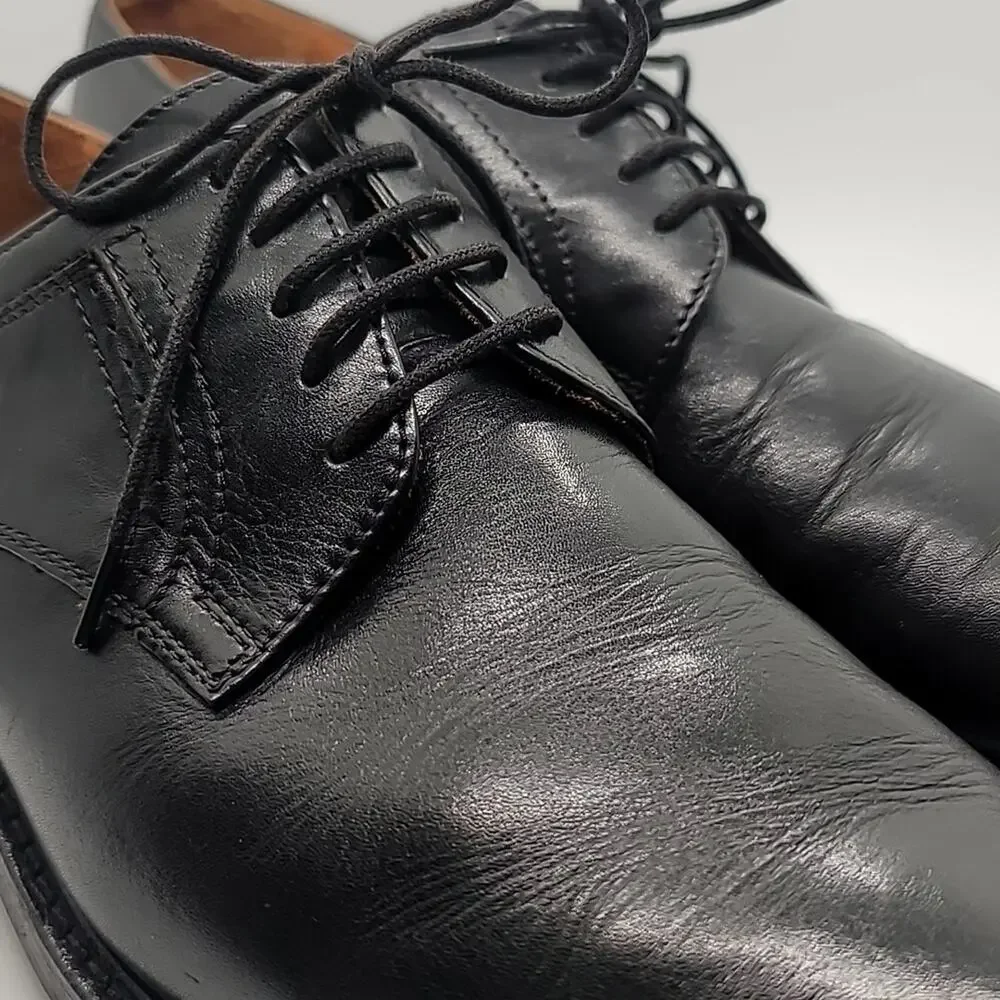 JOHNSTON & MURPHY sz10.5 Derby plain toe rubber sole lace up oxford calfskin